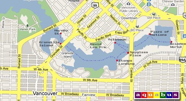 Mapa aquabusem vancouver