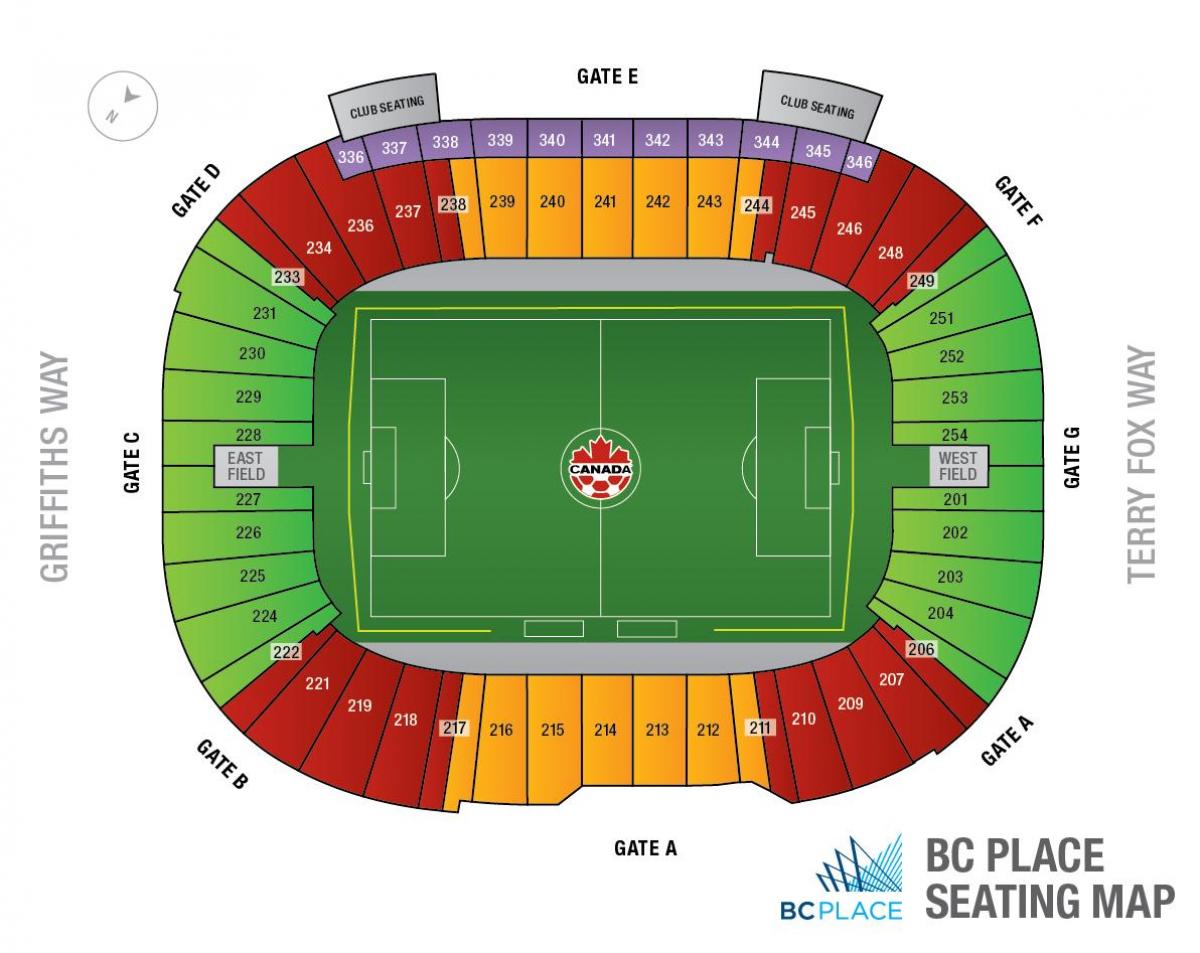 bc place stadium mapě