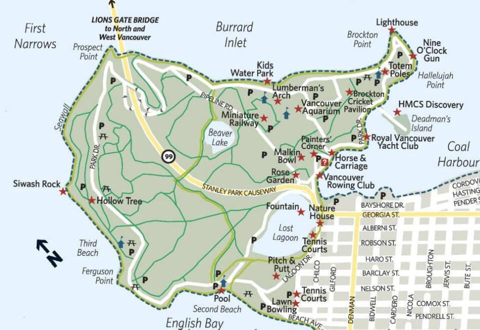 Mapa dřevař arch stanley park