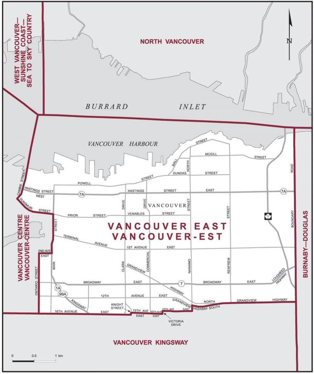 Mapa east vancouver 