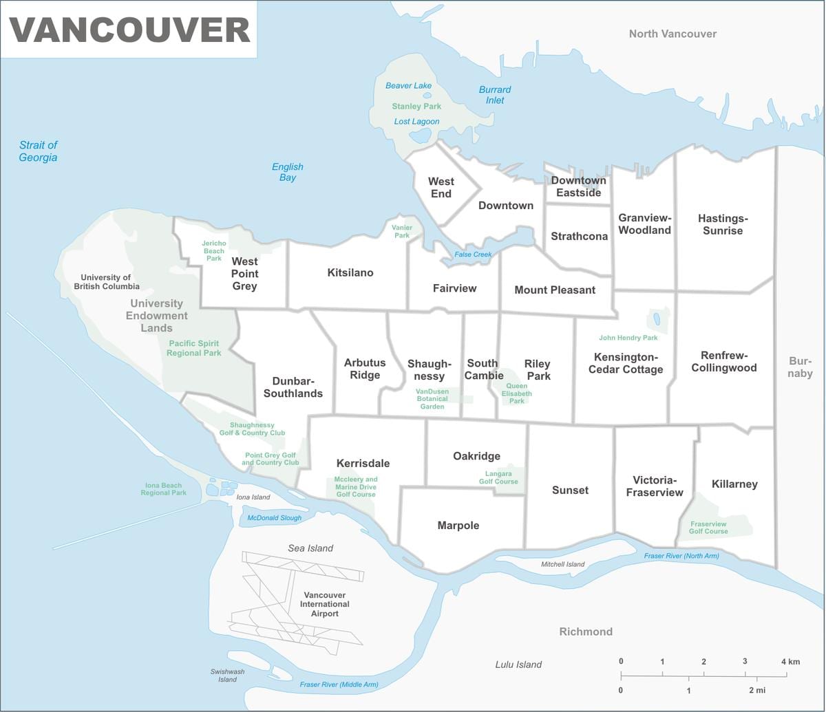 větší vancouver oblast mapě