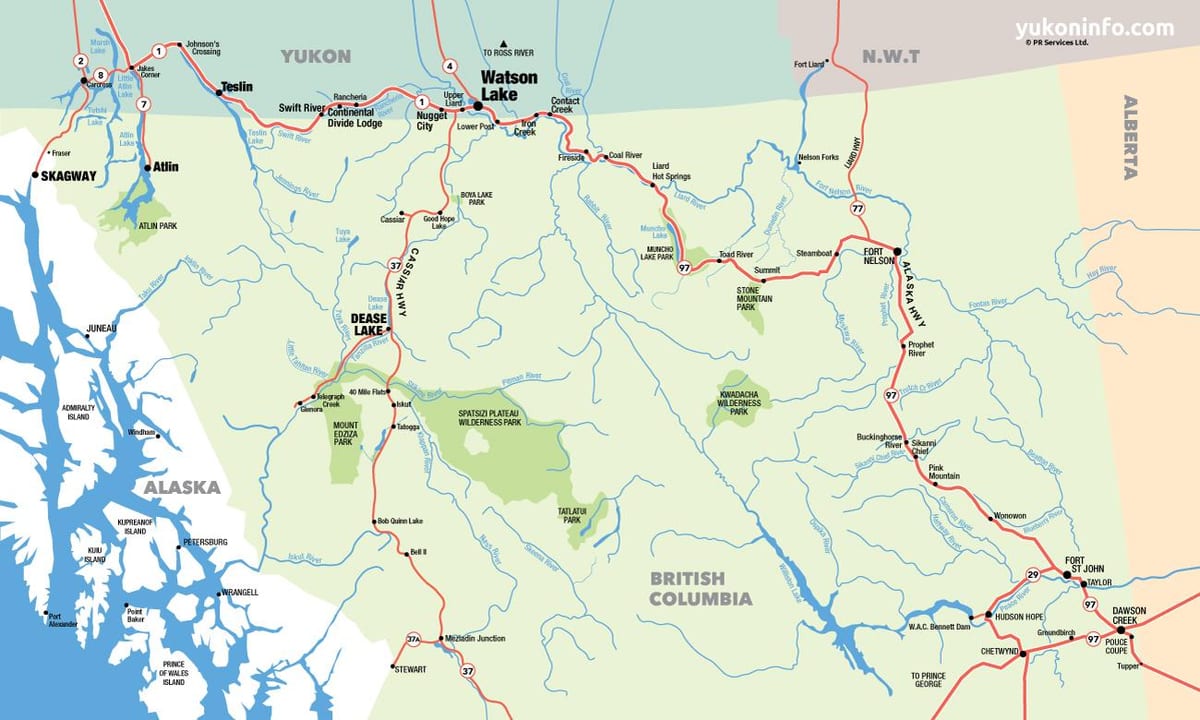Mapa jižní britské kolumbie