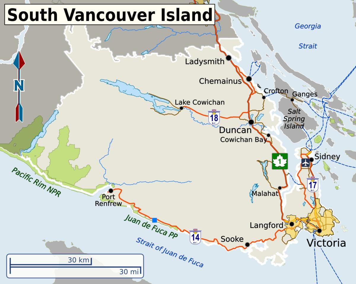jižní vancouver mapě
