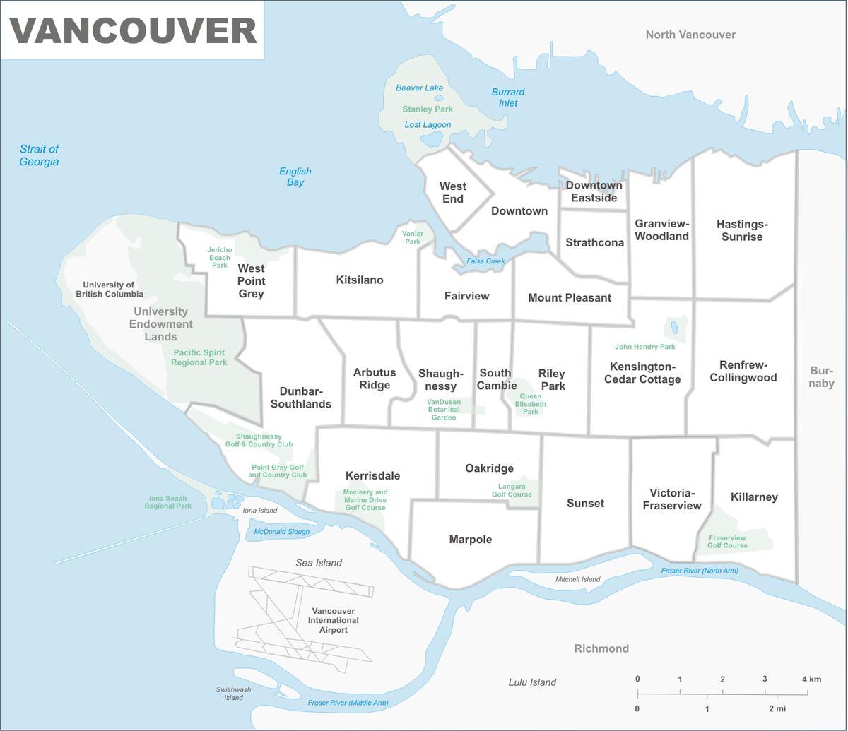 mapu vancouveru a okolí