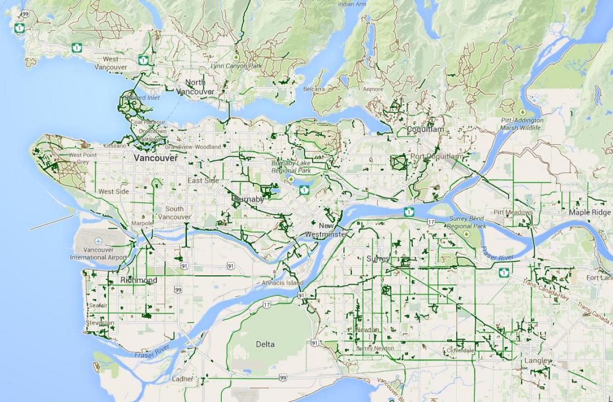 Mapa metro vancouver cyklistika