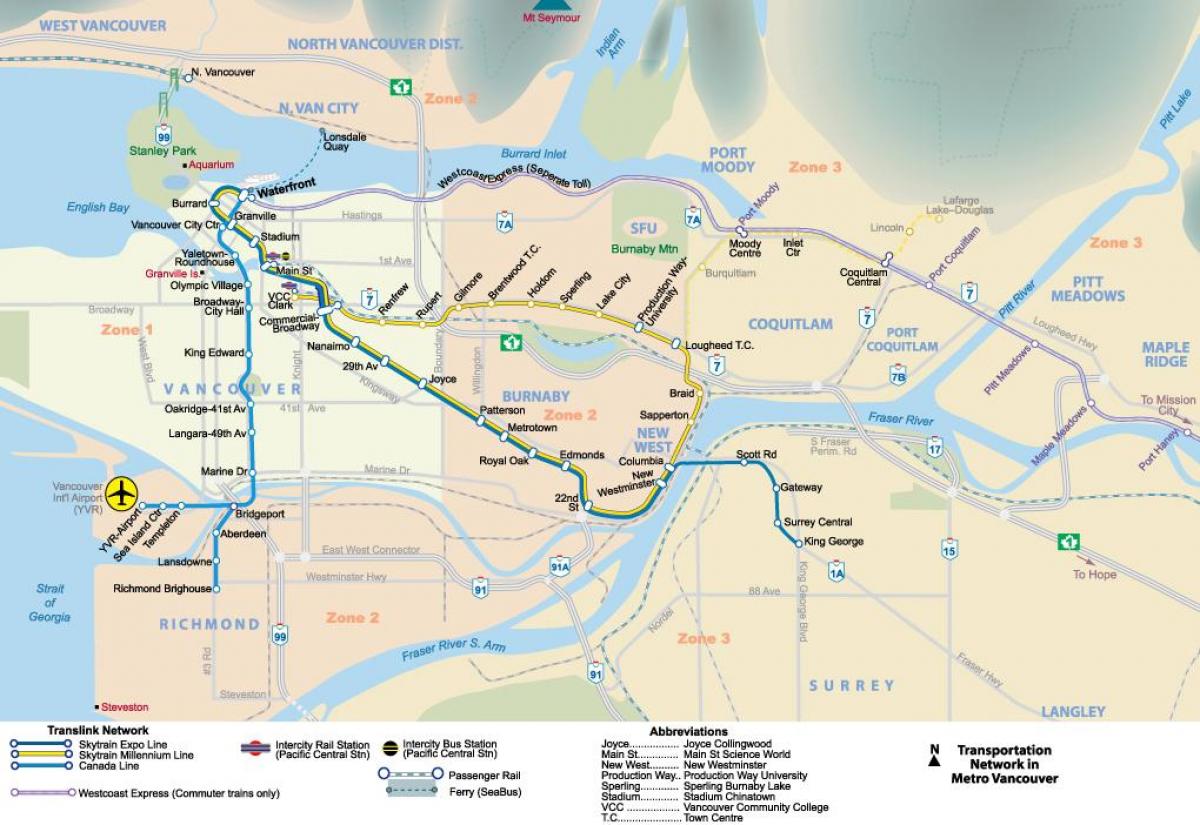 Mapa metro vancouver oblast