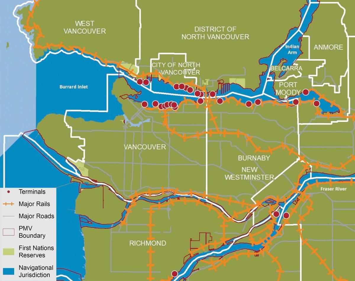 Mapa města north vancouver