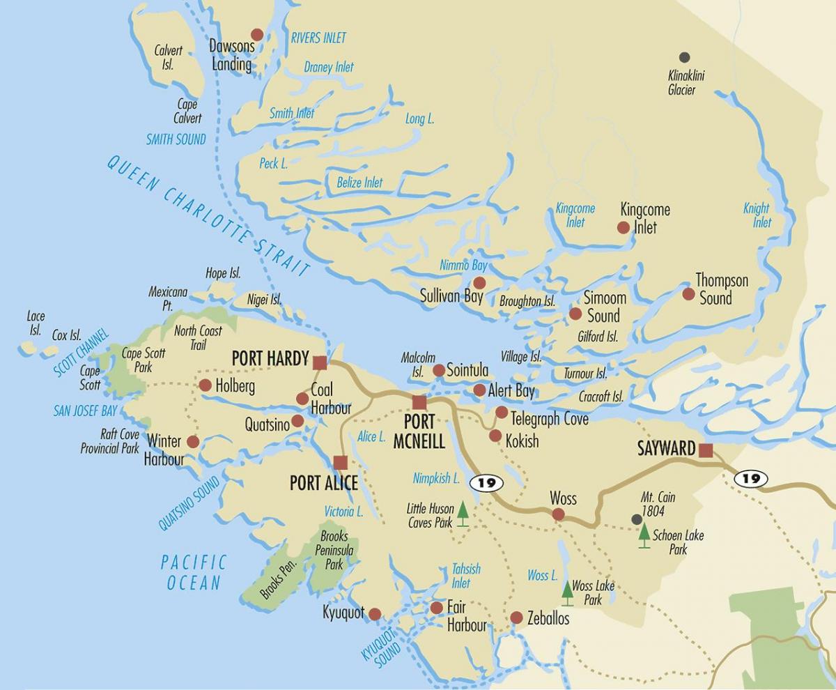 Mapa north vancouver island