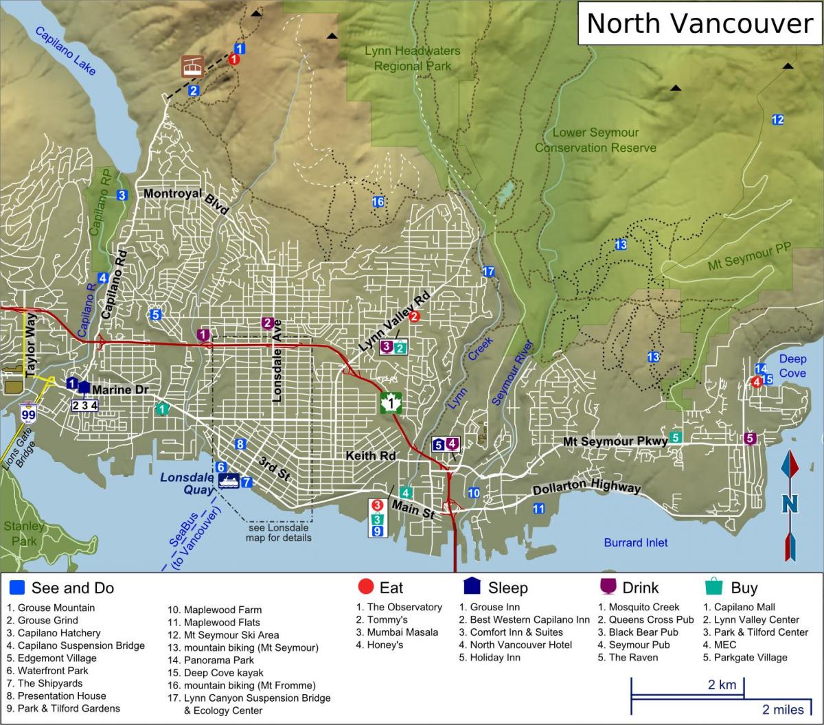 mapa severní vancouver bc