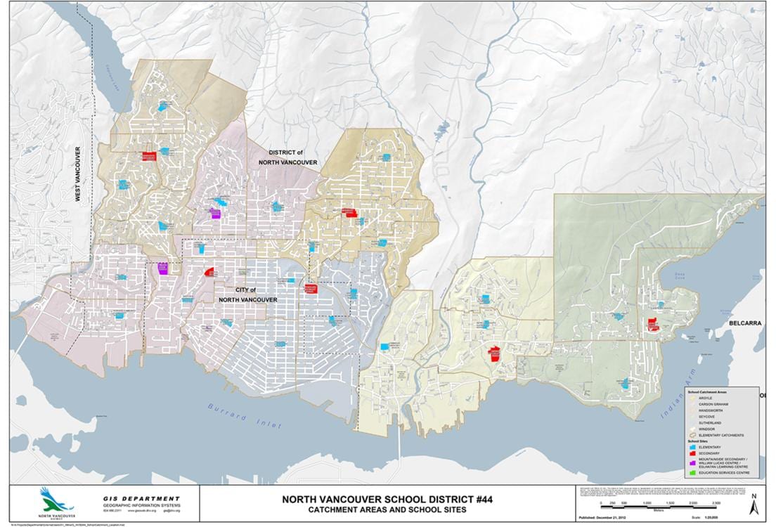 Mapa north vancouver school district