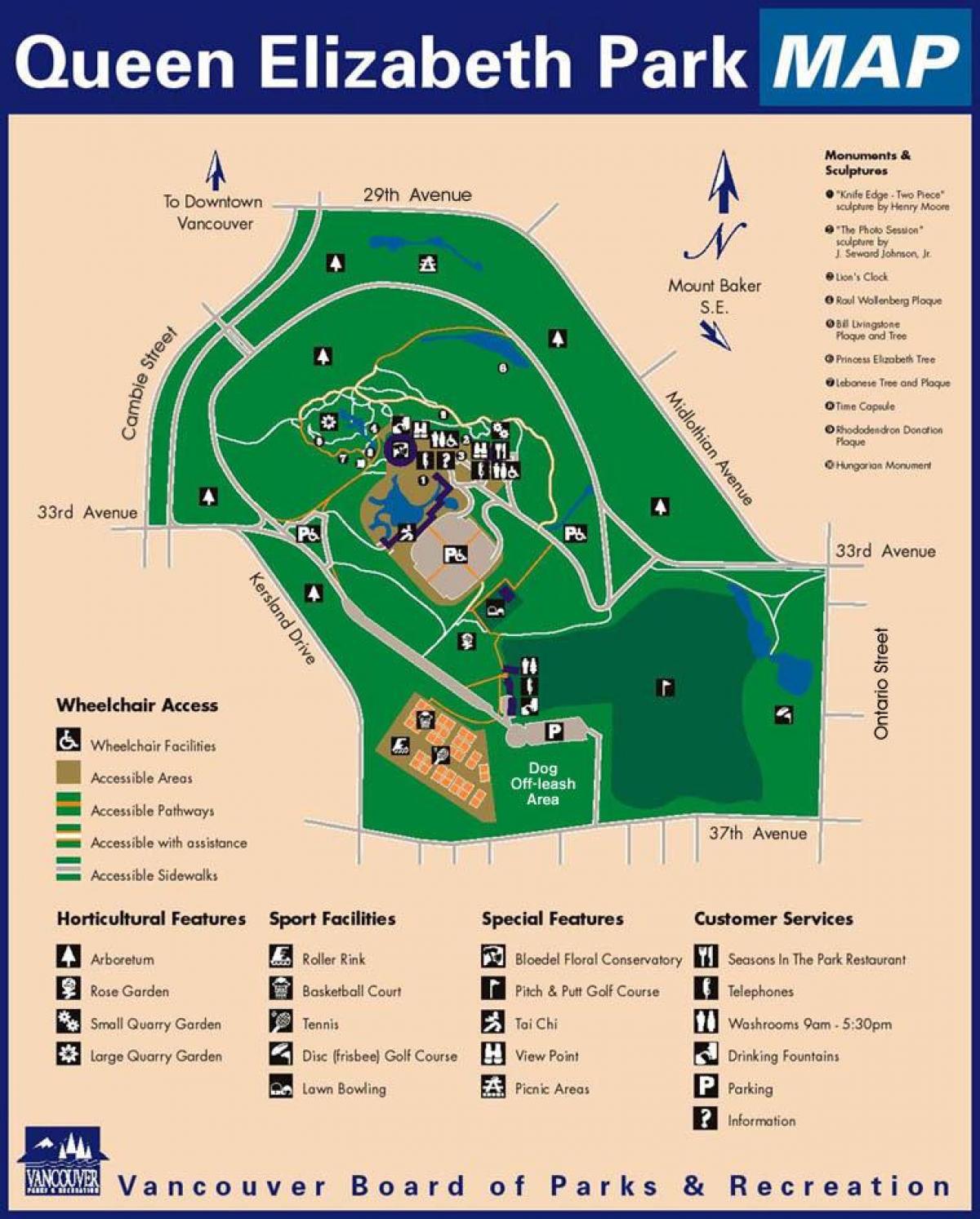 Mapa queen elizabeth park vancouver