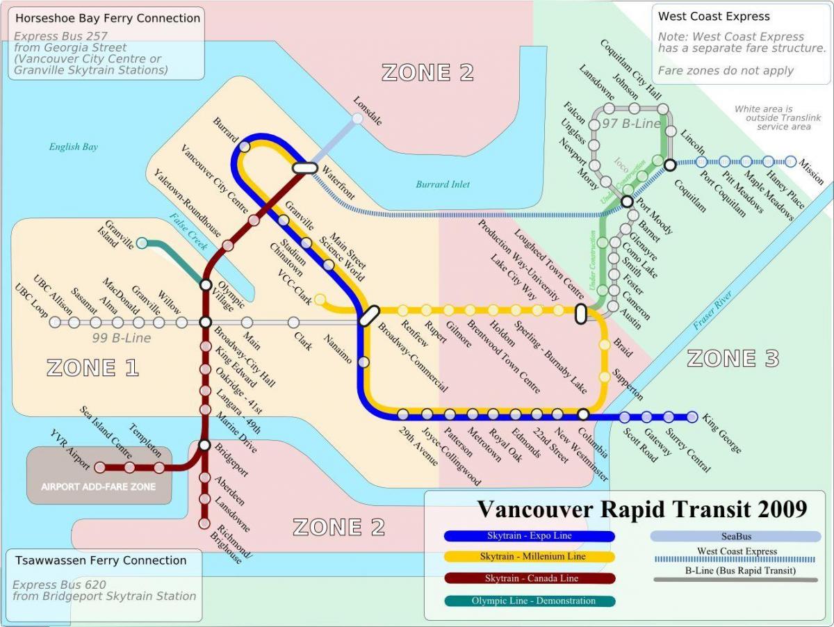 Mapa vancouver airport train