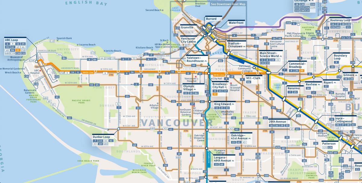 Mapa vancouver autobusových linek