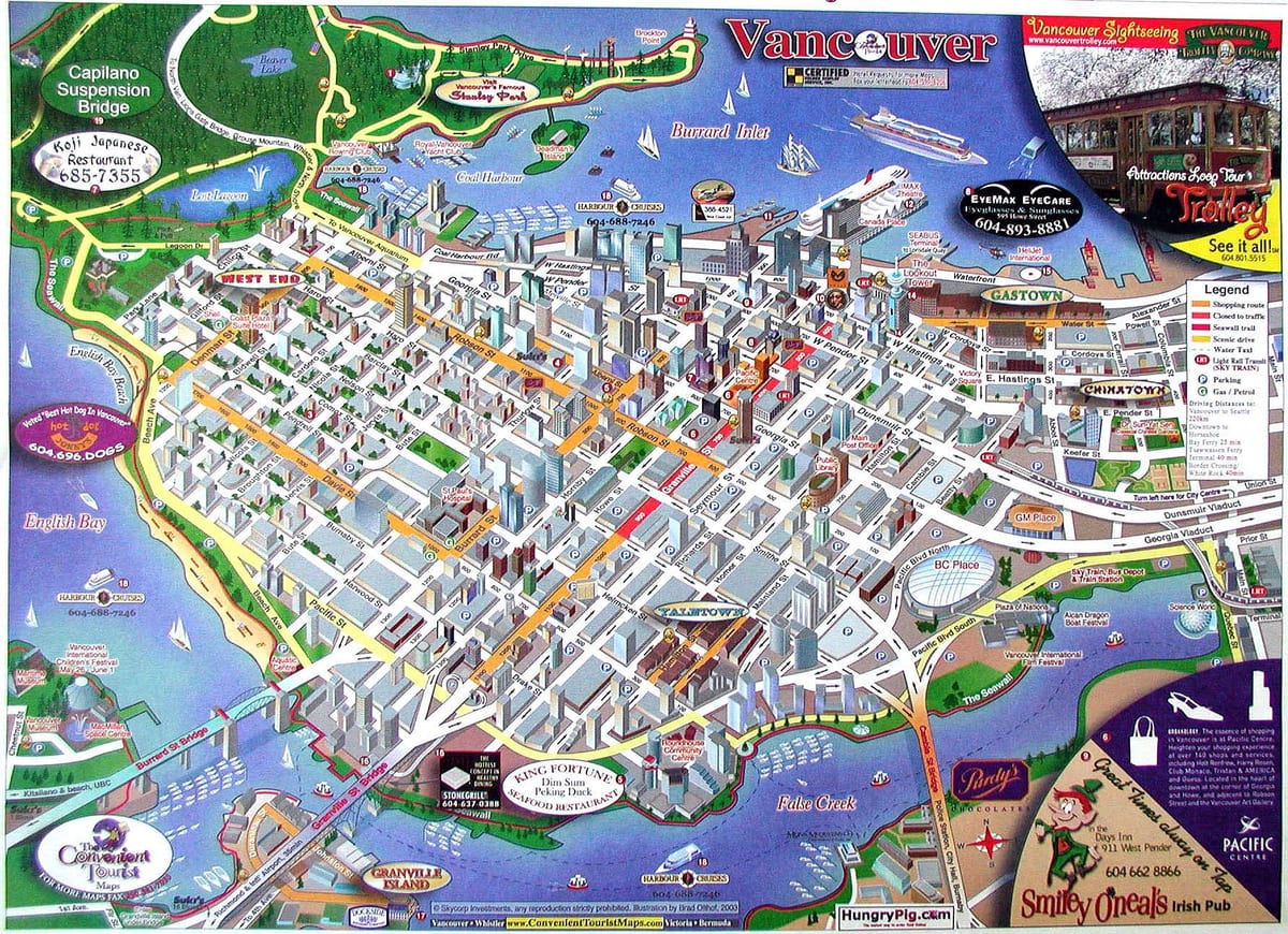 mapa vancouver bc kanada