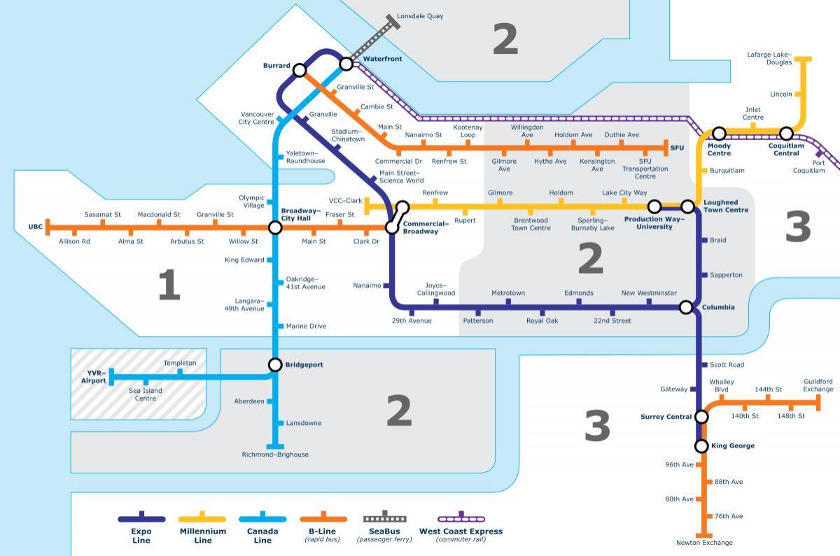 vancouver bc veřejné dopravy mapu