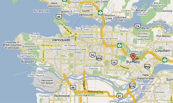 Mapa vancouver burnaby