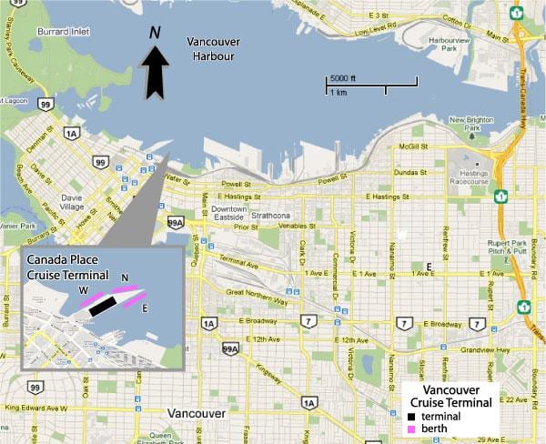 vancouver cruise ship port mapě
