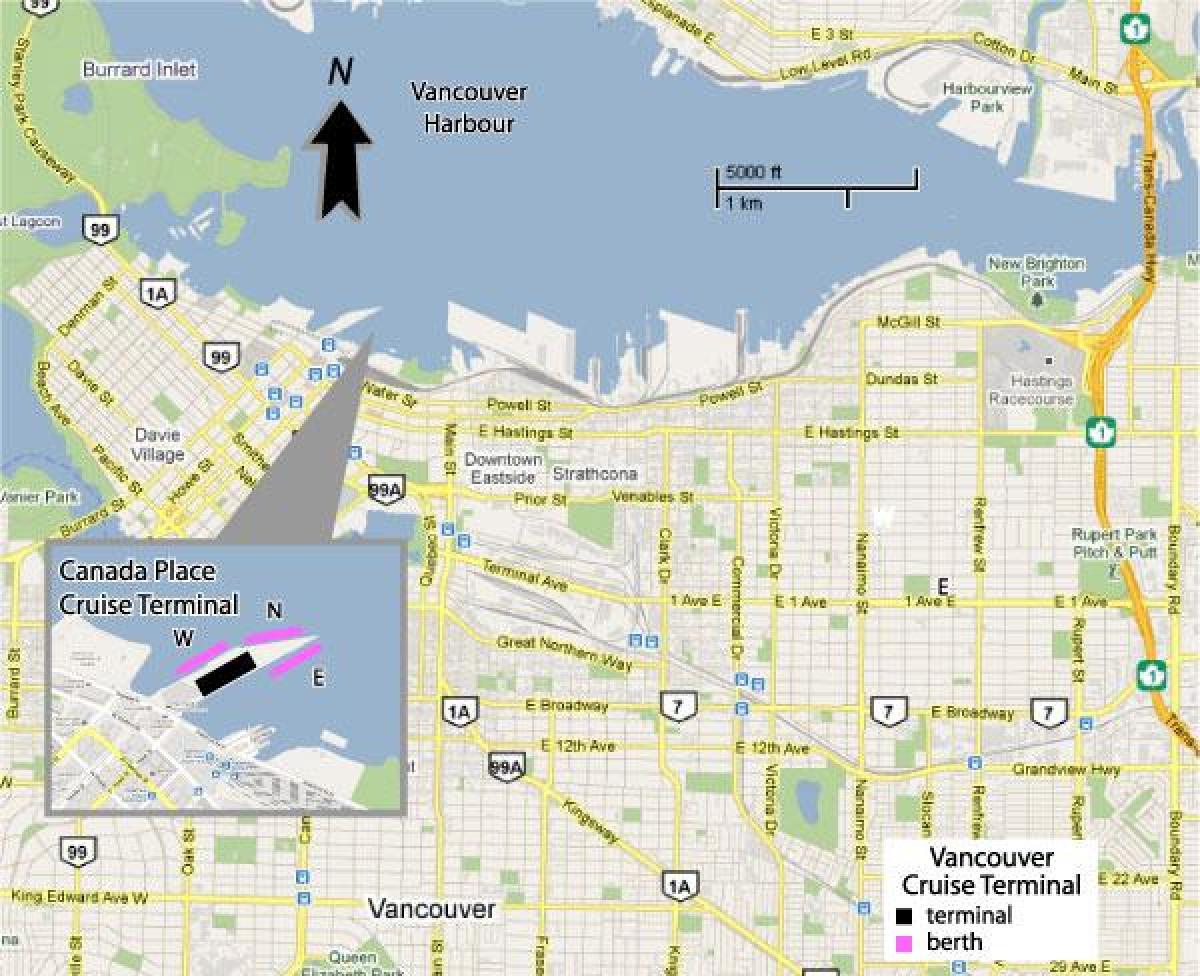 vancouver cruise ship port mapě