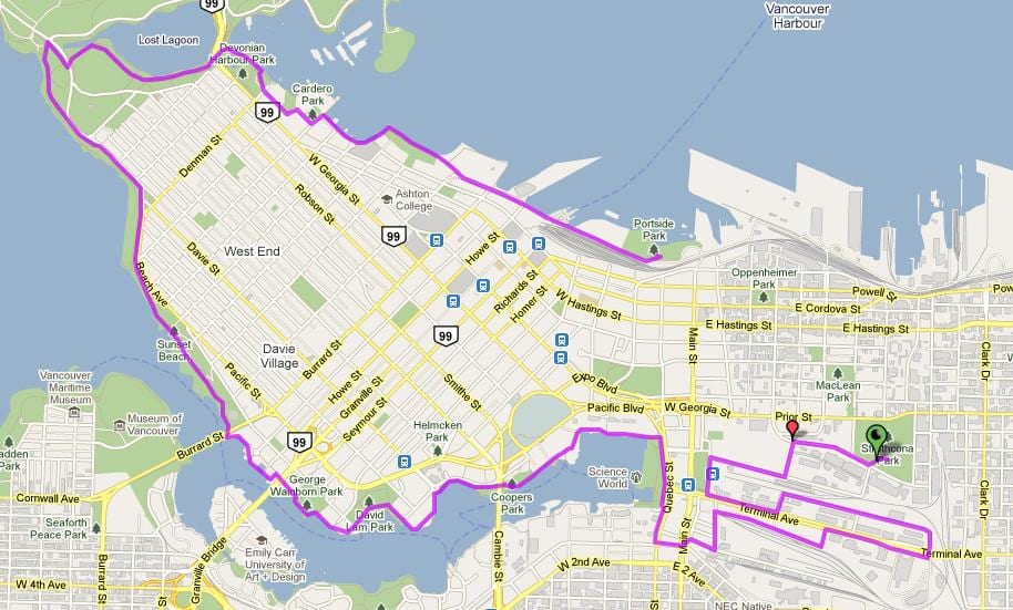 město vancouver kole mapě