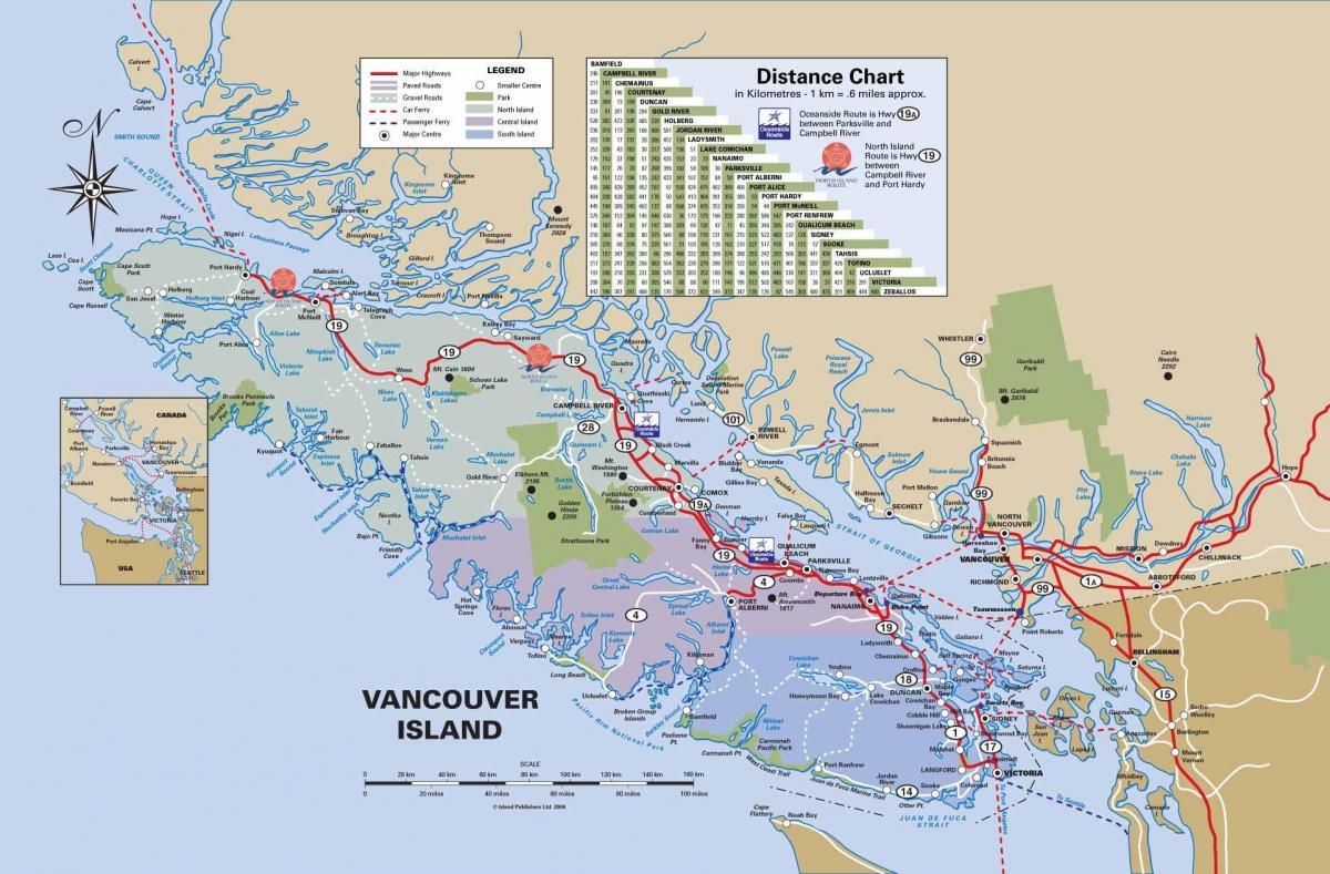 vancouver island highway mapě