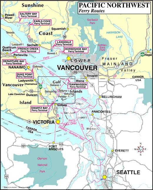 vancouver island ferry trasy mapě