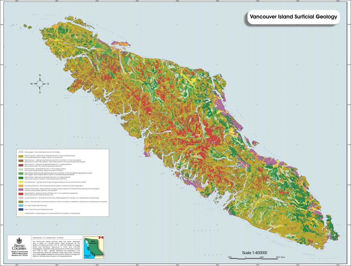 Mapa ostrova vancouver geologie