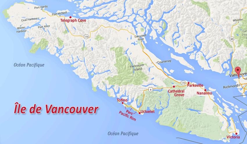 Mapa ostrova vancouver zlato nárok 