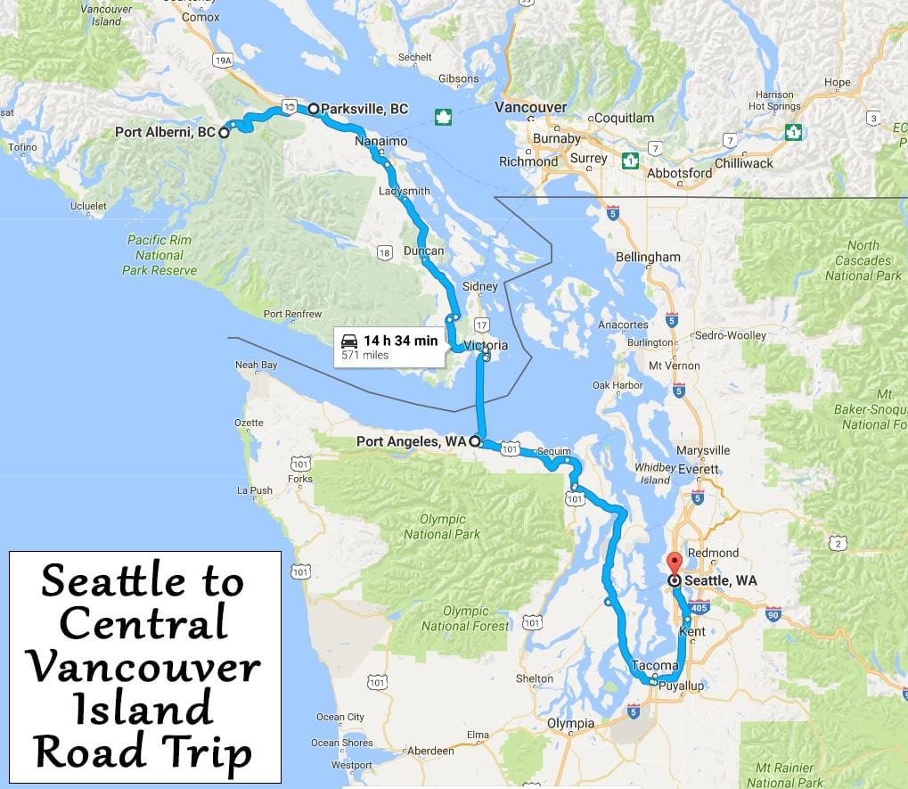 vancouver island mapa jízdy vzdálenosti