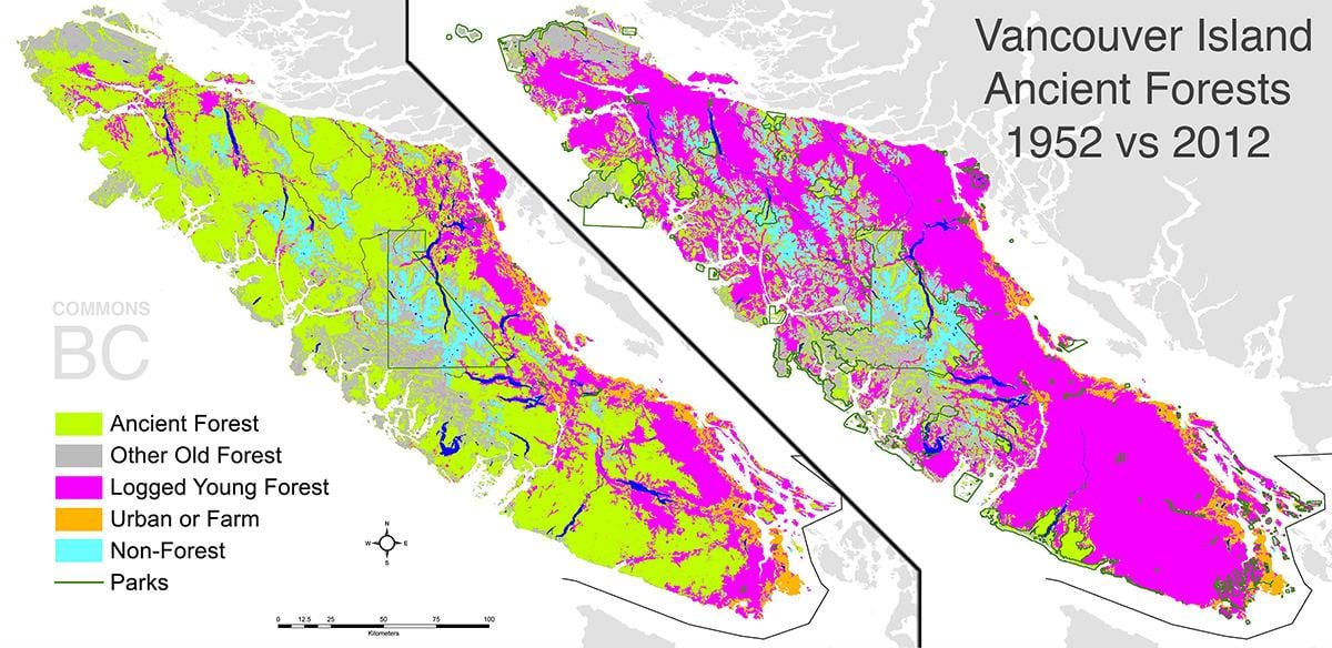 Mapa ostrova vancouver zemi koruny