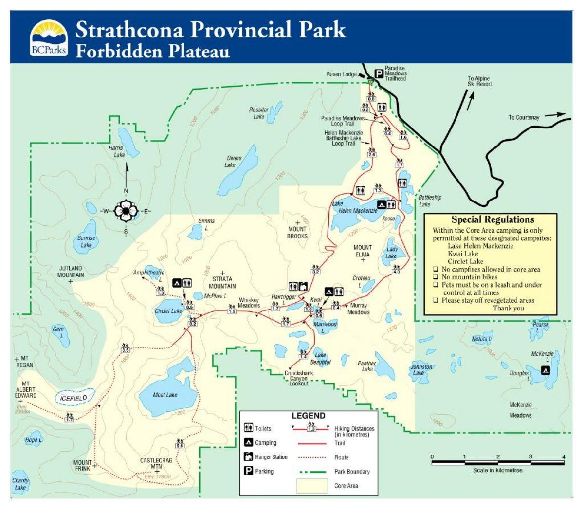 Mapa ostrova vancouver provinční parky