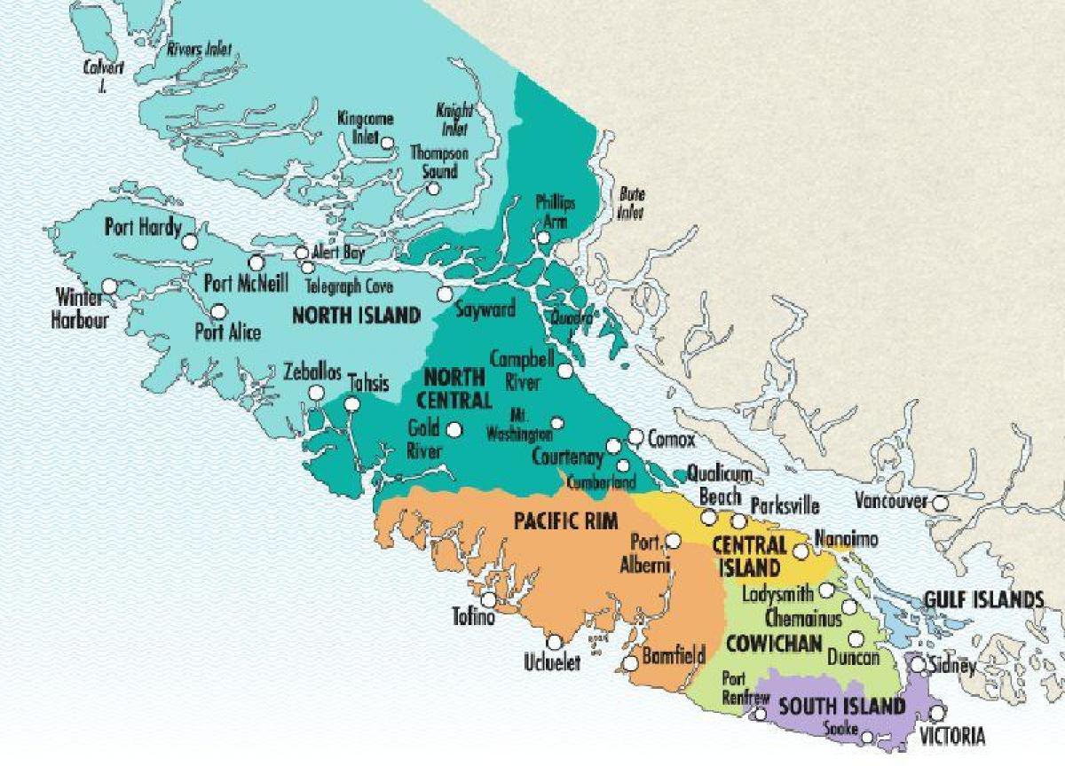Mapa ostrova vancouver vinařství