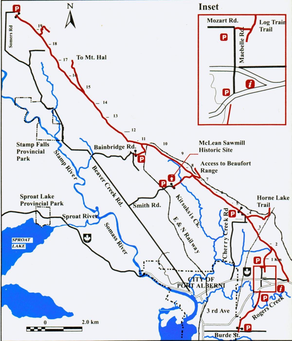 Mapa ostrova vancouver železniční