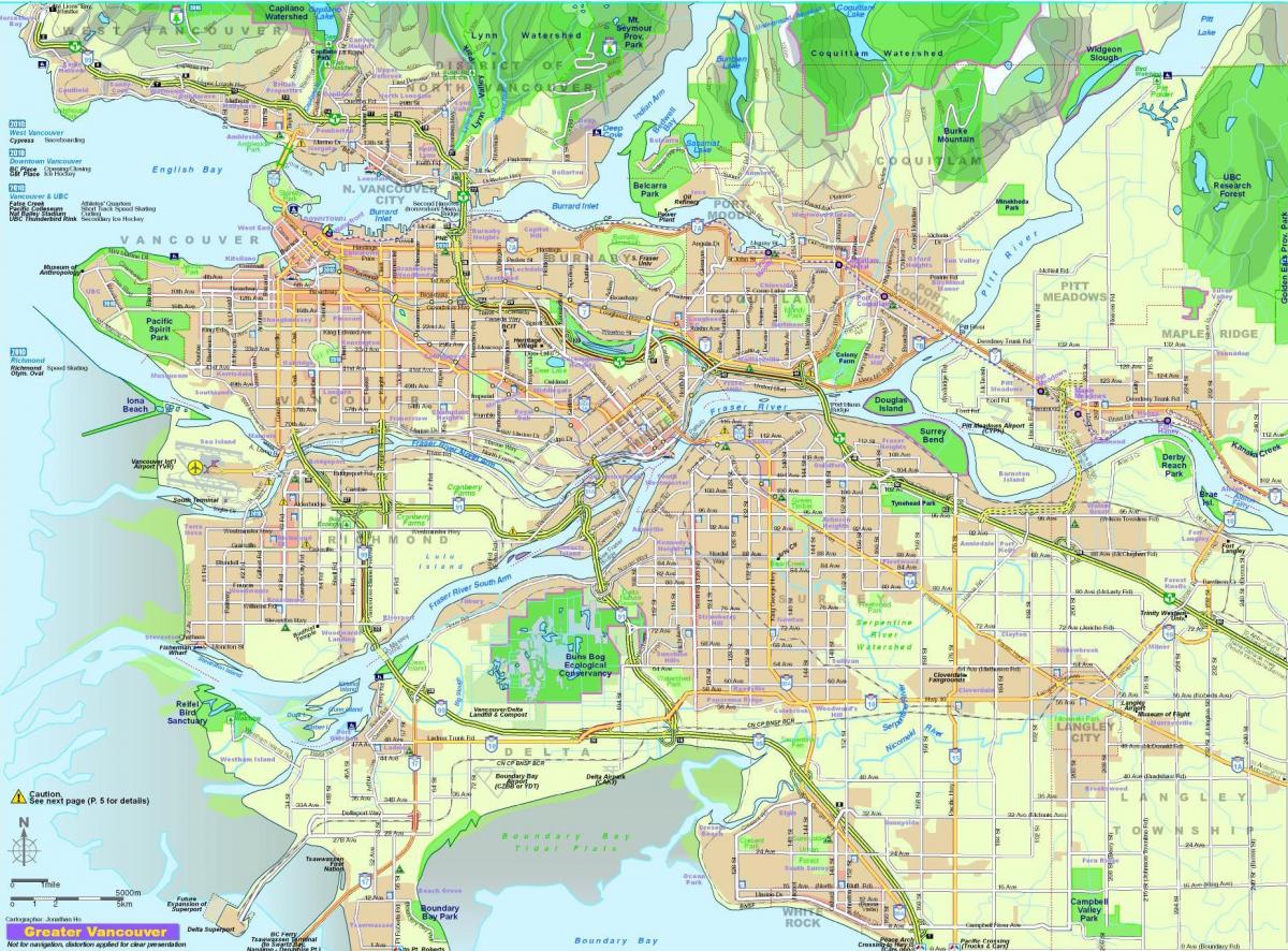 mapa města vancouver bc kanada