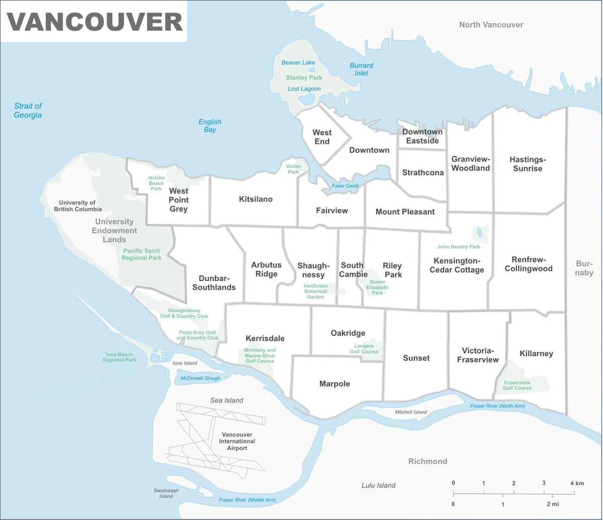Mapa vancouver majetku
