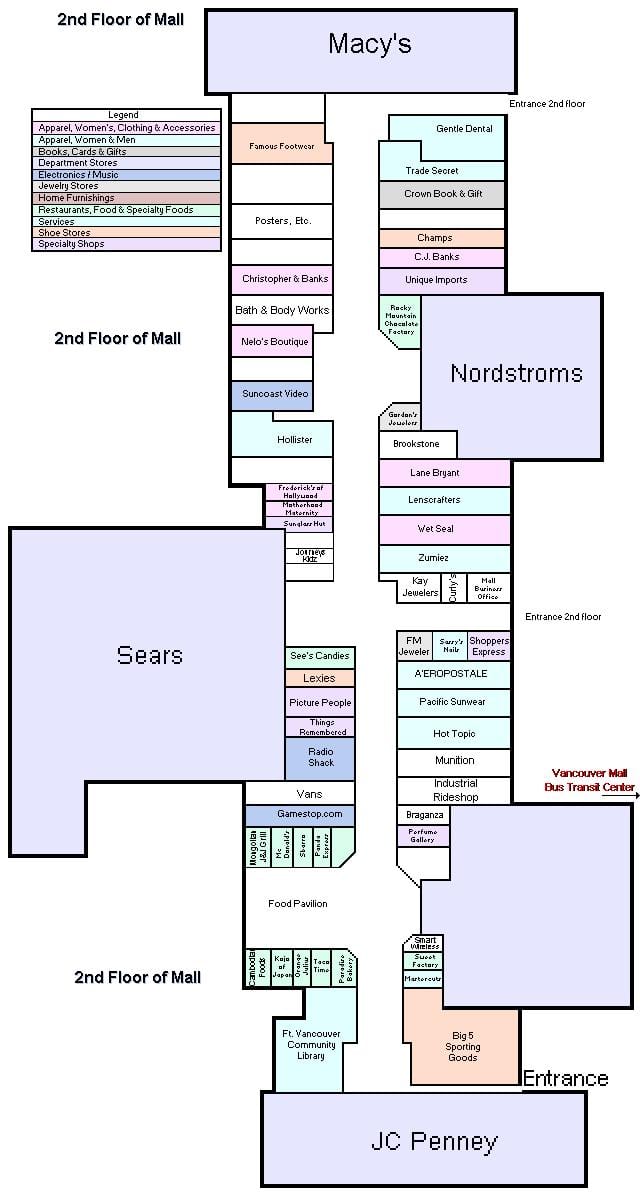 mapa vancouver mall