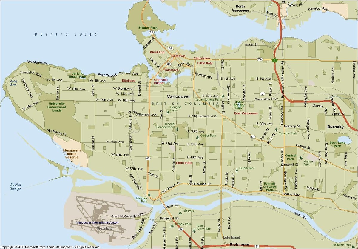vancouver poloha na mapě