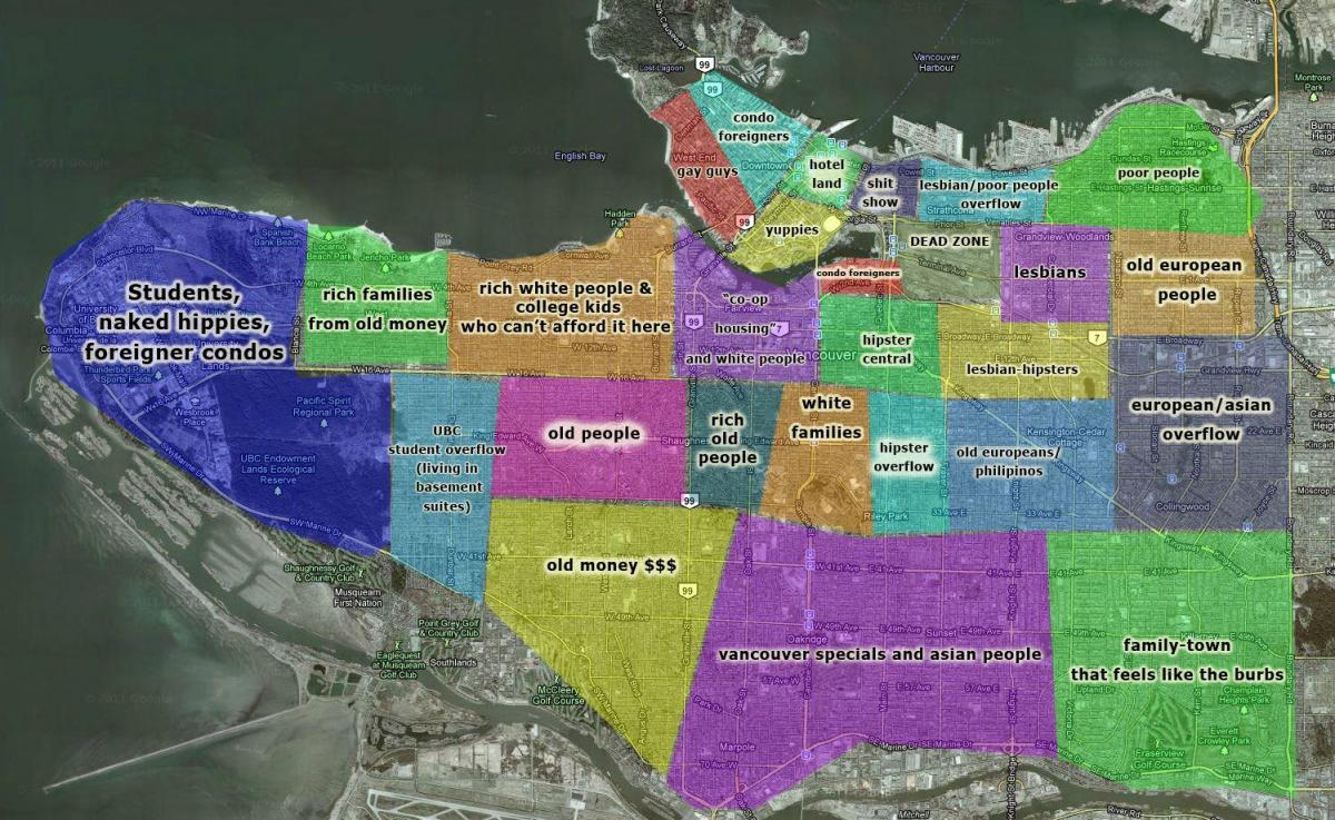 mapu vancouveru a okolních oblastí