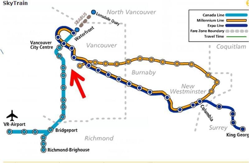 Mapa vancouver skytrain překrytí