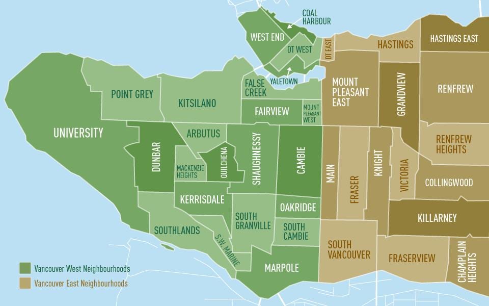 Mapa vancouver sousedství
