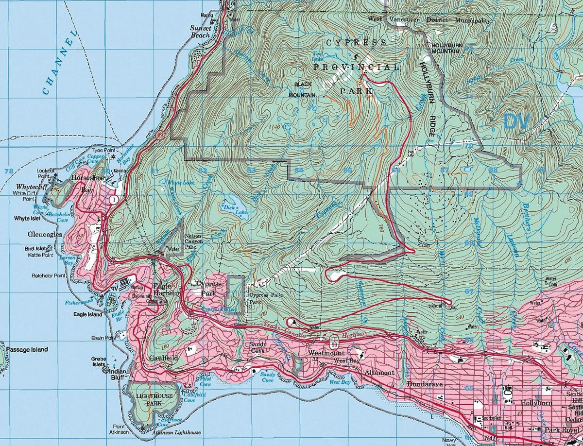Mapa vancouver topografické