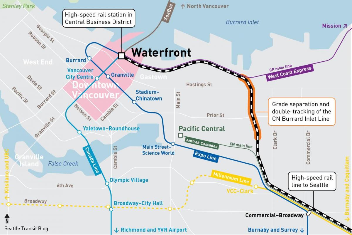 Mapa nábřeží stanice vancouver
