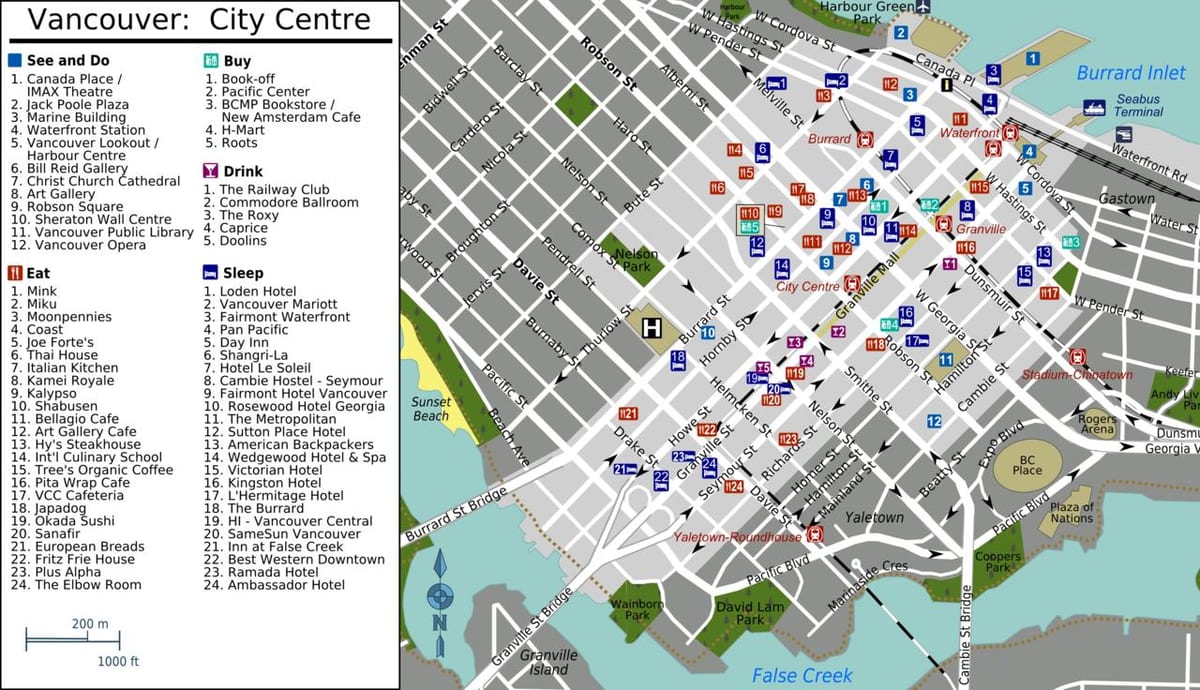 yaletown vancouver mapě