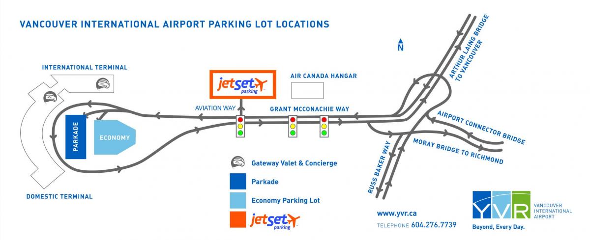 vancouver letiště parkoviště mapě