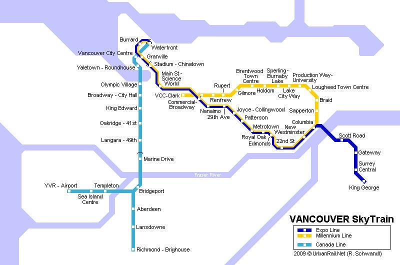 Mapa yvr skytrain