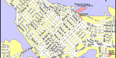 Mapa centra města vancouver kanada