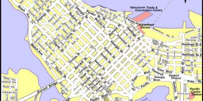 Mapa centra města vancouver, bc