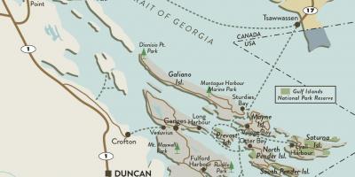 Mapa vancouver island a gulf islands