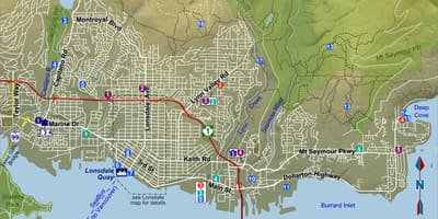 Mapa severní vancouver bc