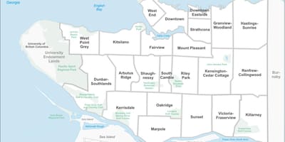 Vancouver bc okolí mapě