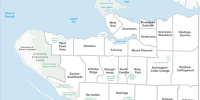 Vancouver nemovitostí mapě